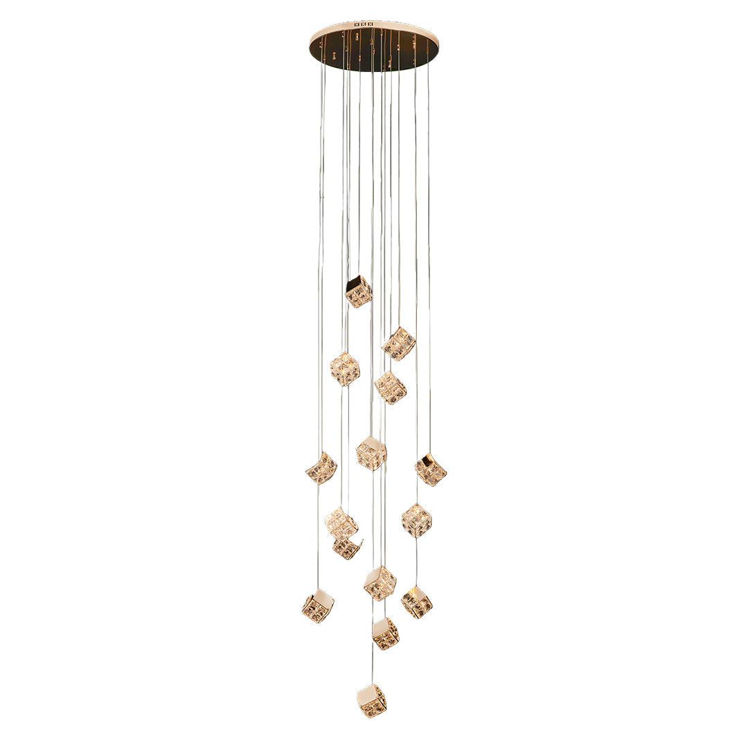 Stairs Chandelier Magic Cube Crystal Ceiling Light, Modern LED Lighting Fixture, Elegant Home Decor, Dimmable Design, Luxury Ceiling Lamp