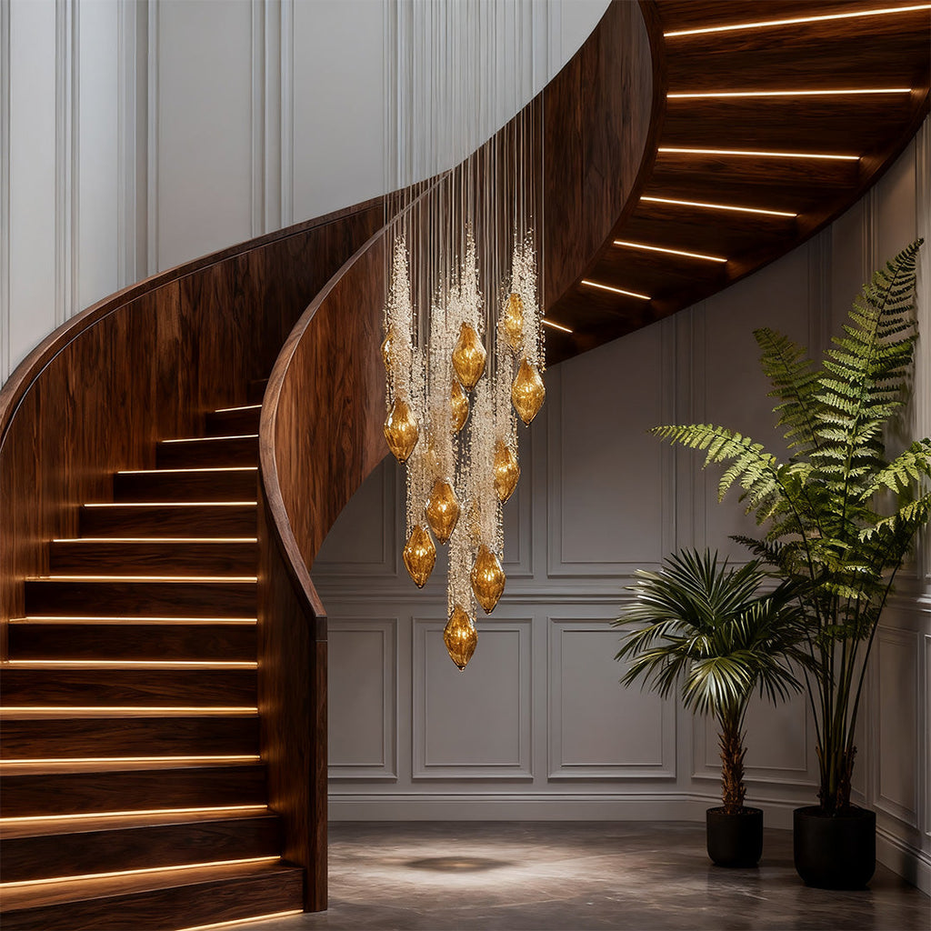Stairway Crystal Chandelier Light Ceiling Fixture