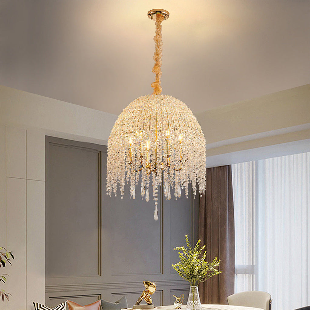 Teardrop Crystal Chandelier - French Metal Ceiling Light