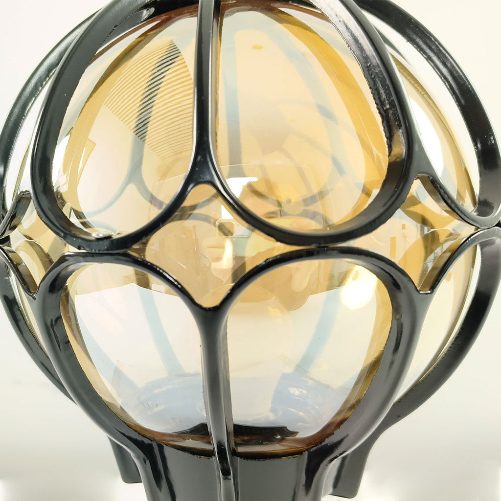 Outdoor Retro Glass Globe Copper Pillar Light