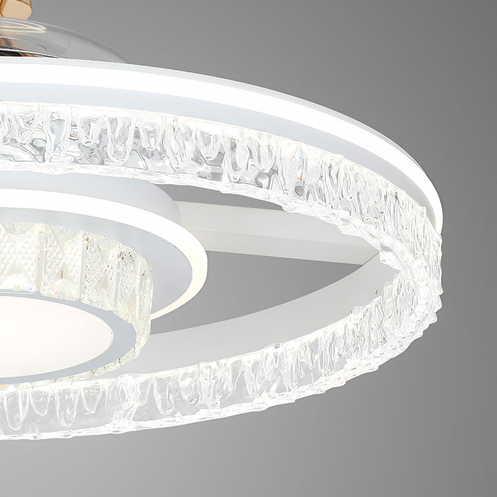 Ceiling Fan with Round Light - White Aluminum Nordic Luxury Lamp