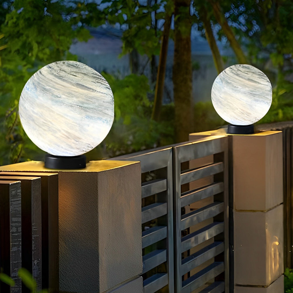 Globe Pillar Light Modern Planetary Design Fence Lamp - Outdoor Decorative Lighting, Garden Luminaire, Solar-Powered, Eco-Friendly, Elegant Illumination for Patios and Walkways