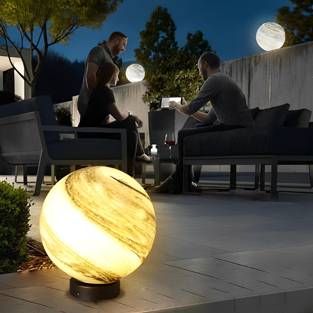 Globe Pillar Light Modern Planetary Design Fence Lamp - Outdoor Decorative Lighting, Garden Luminaire, Solar-Powered, Eco-Friendly, Elegant Illumination for Patios and Walkways