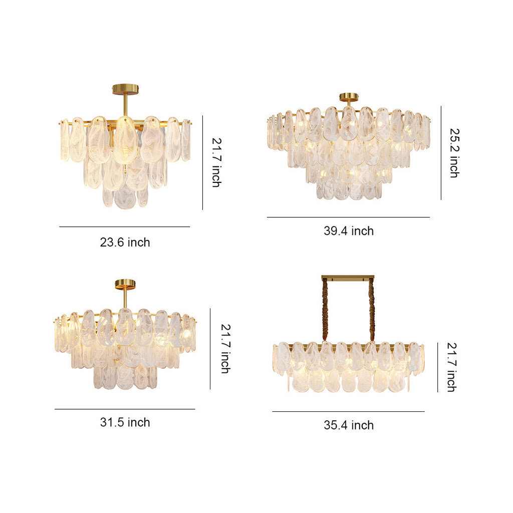 Midcentury Modern Copper Glass Chandelier Ceiling Light