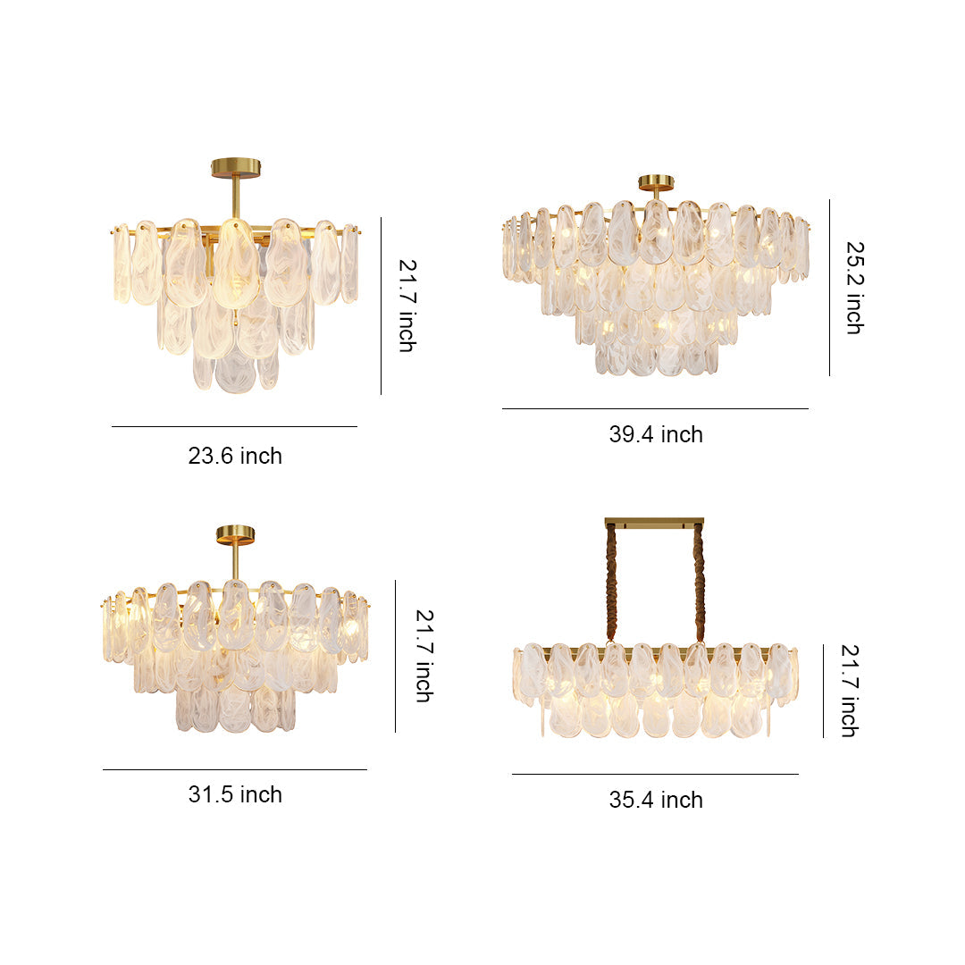 Midcentury Modern Copper Glass Chandelier Ceiling Light