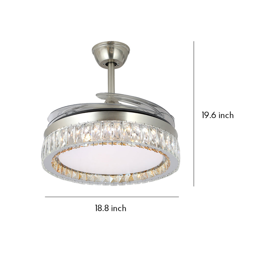 Luxury Nickel Crystal Ceiling Fan Light Remote Control