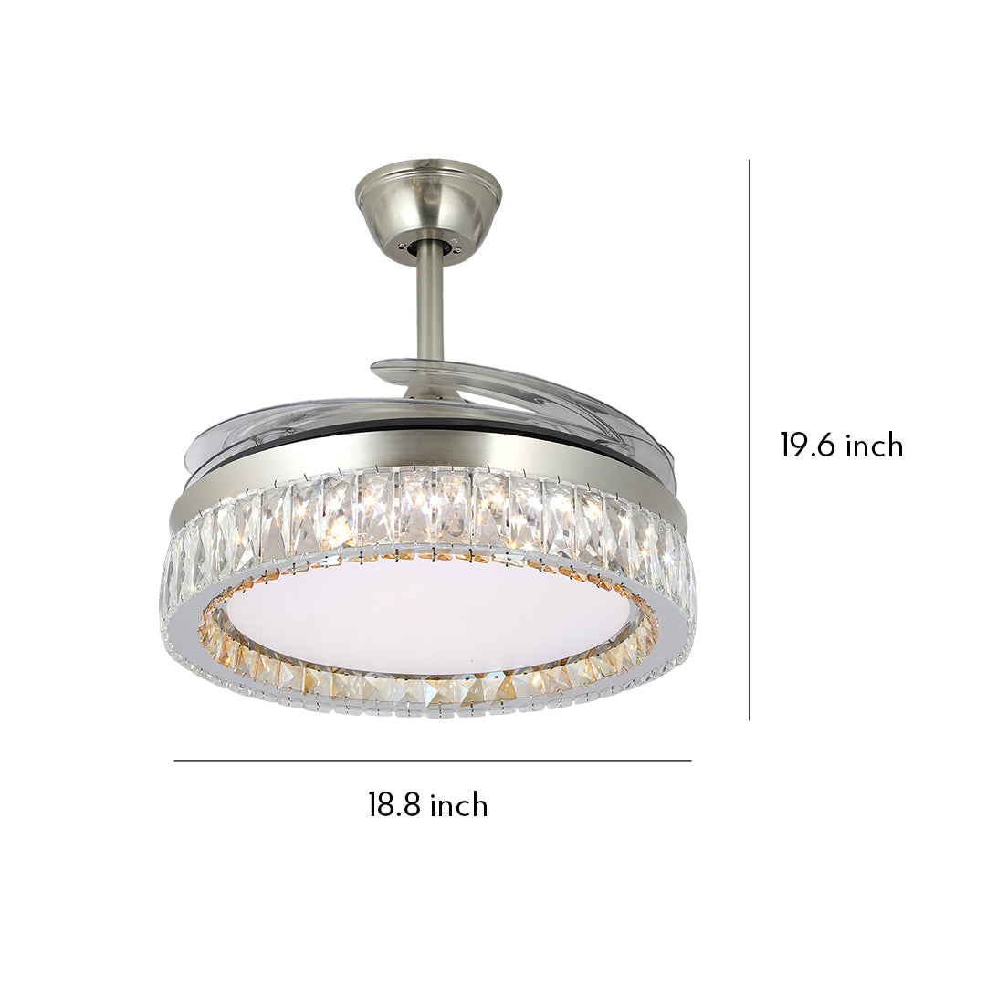 Luxury Nickel Crystal Ceiling Fan Light Remote Control