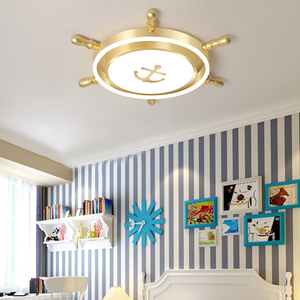 Mediterranean Cartoon Rudder LED Ceiling Lamp - High Transmittance Design