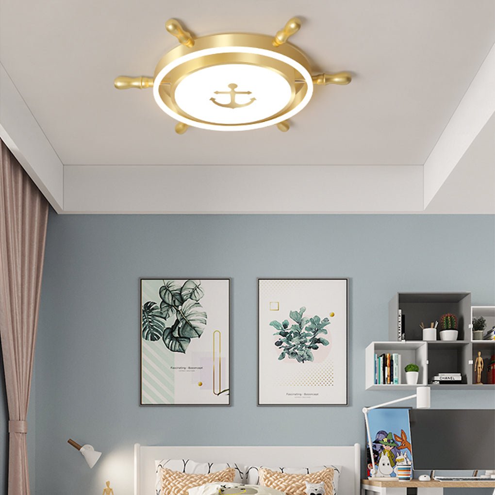 Mediterranean Cartoon Rudder LED Ceiling Lamp - High Transmittance Design
