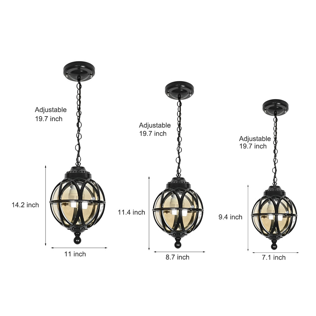 Metal Orb Pendant Light - Moisture Proof Outdoor Ceiling Globe