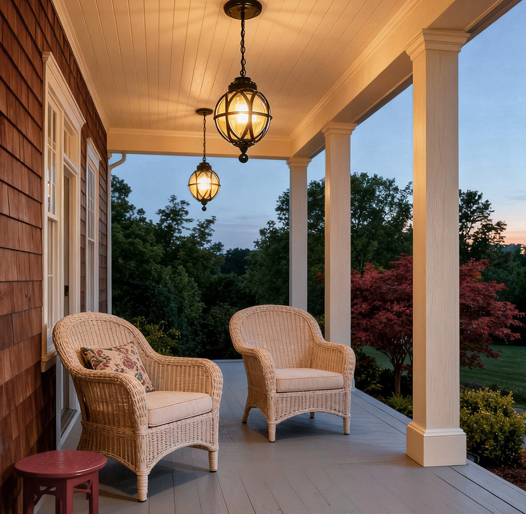 Metal Orb Pendant Light - Moisture Proof Outdoor Ceiling Globe
