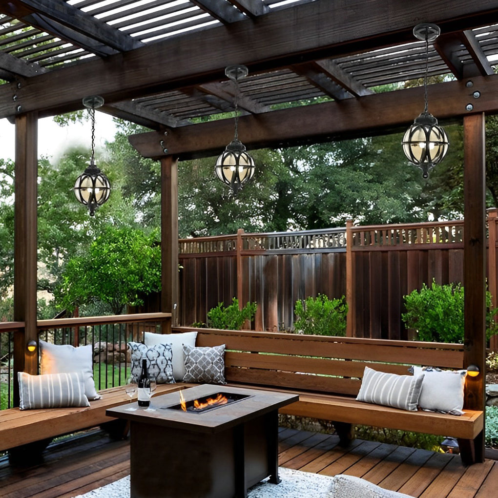 Metal Orb Pendant Light - Moisture Proof Outdoor Ceiling Globe