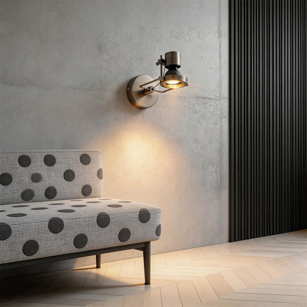 Industrial Wall Light - Silver Die-Cast Aluminum Lamp for Modern Decor