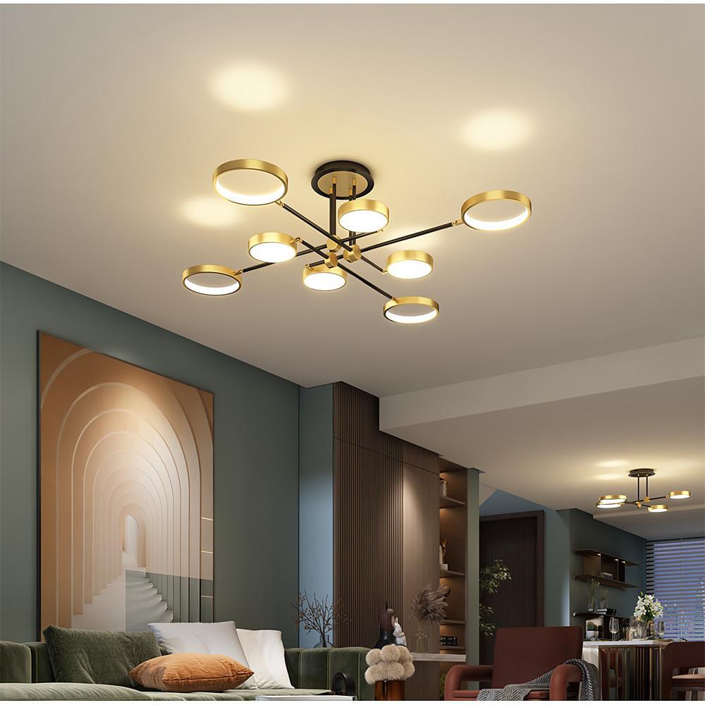 Circular 8-Light LED Nordic Flush Mount Ceiling Chandelier