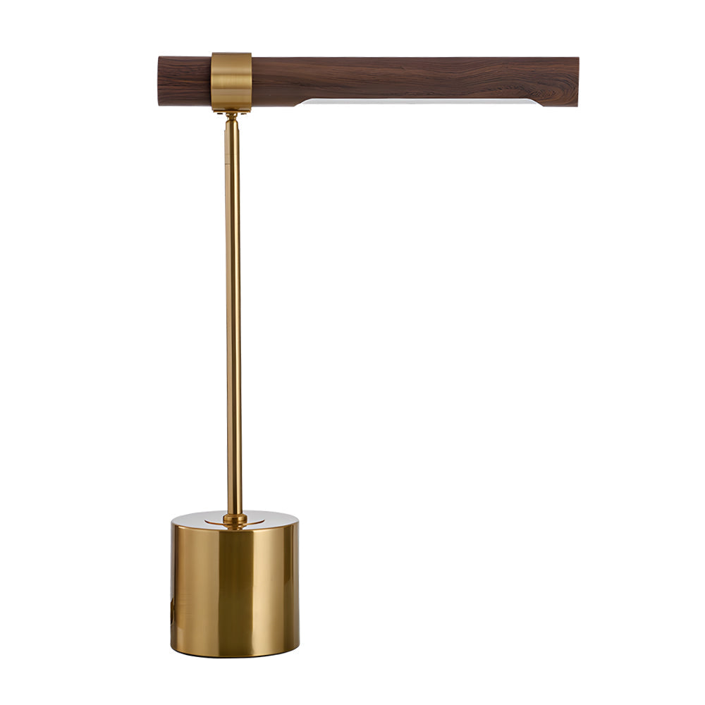 Mid Century Modern Wood Brass Linear LED Lamp