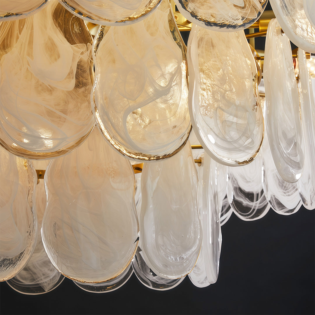 Midcentury Modern Copper Glass Chandelier Ceiling Light