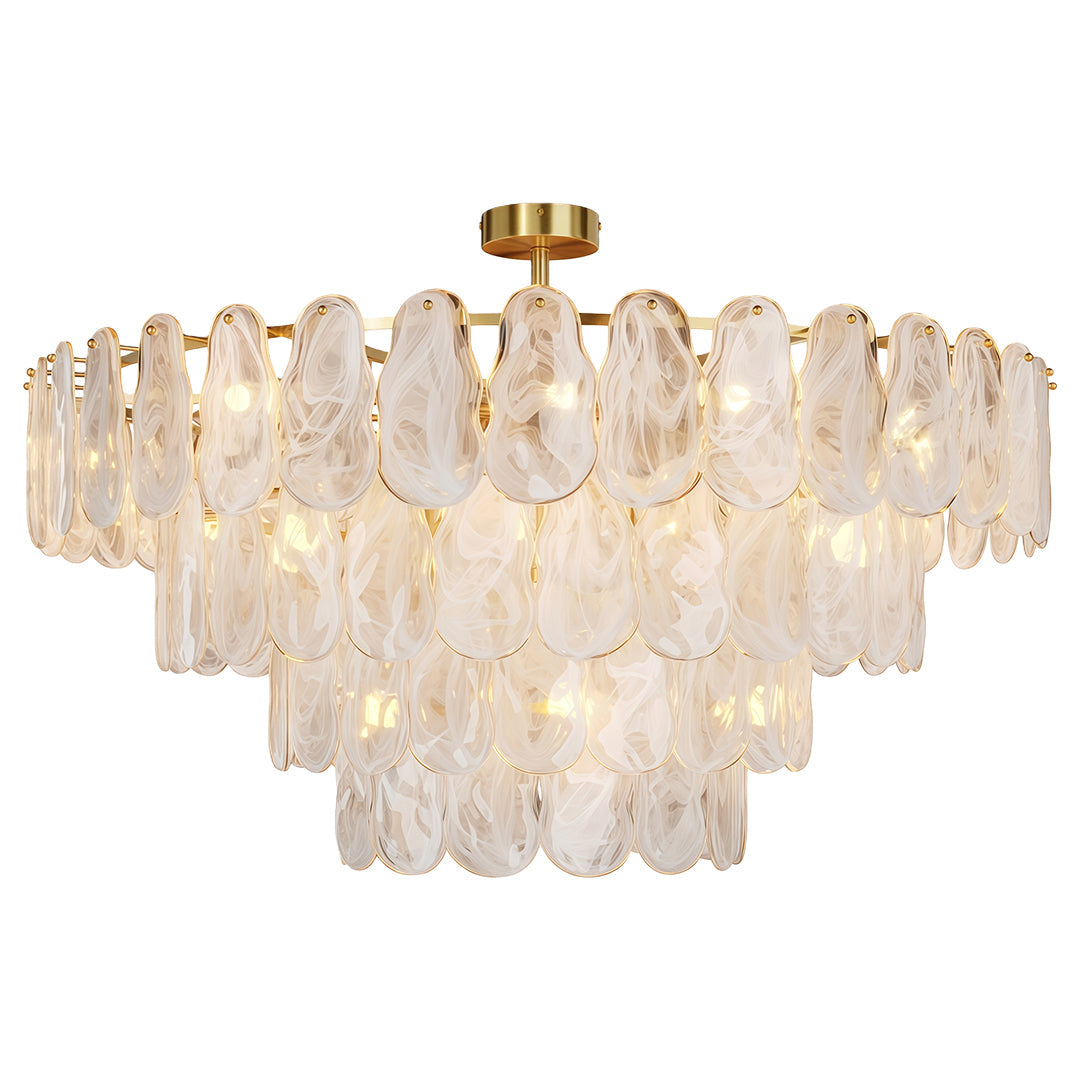 Midcentury Modern Copper Glass Chandelier Ceiling Light
