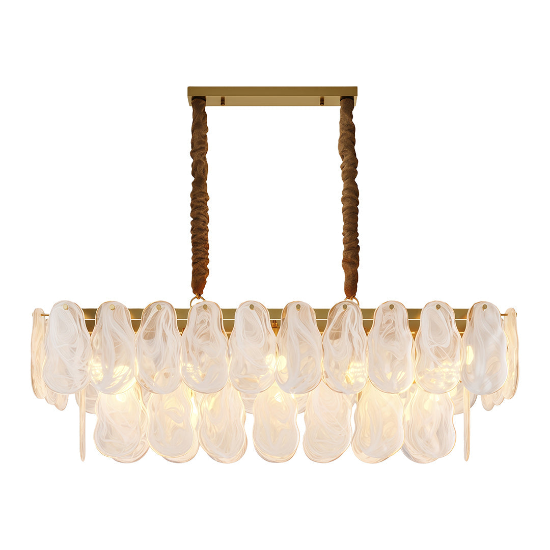Midcentury Modern Copper Glass Chandelier Ceiling Light
