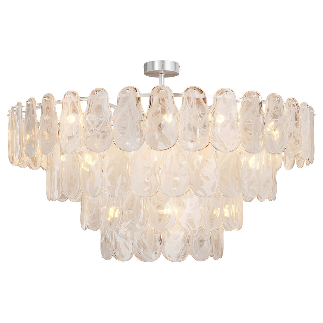 Midcentury Modern Copper Glass Chandelier Ceiling Light