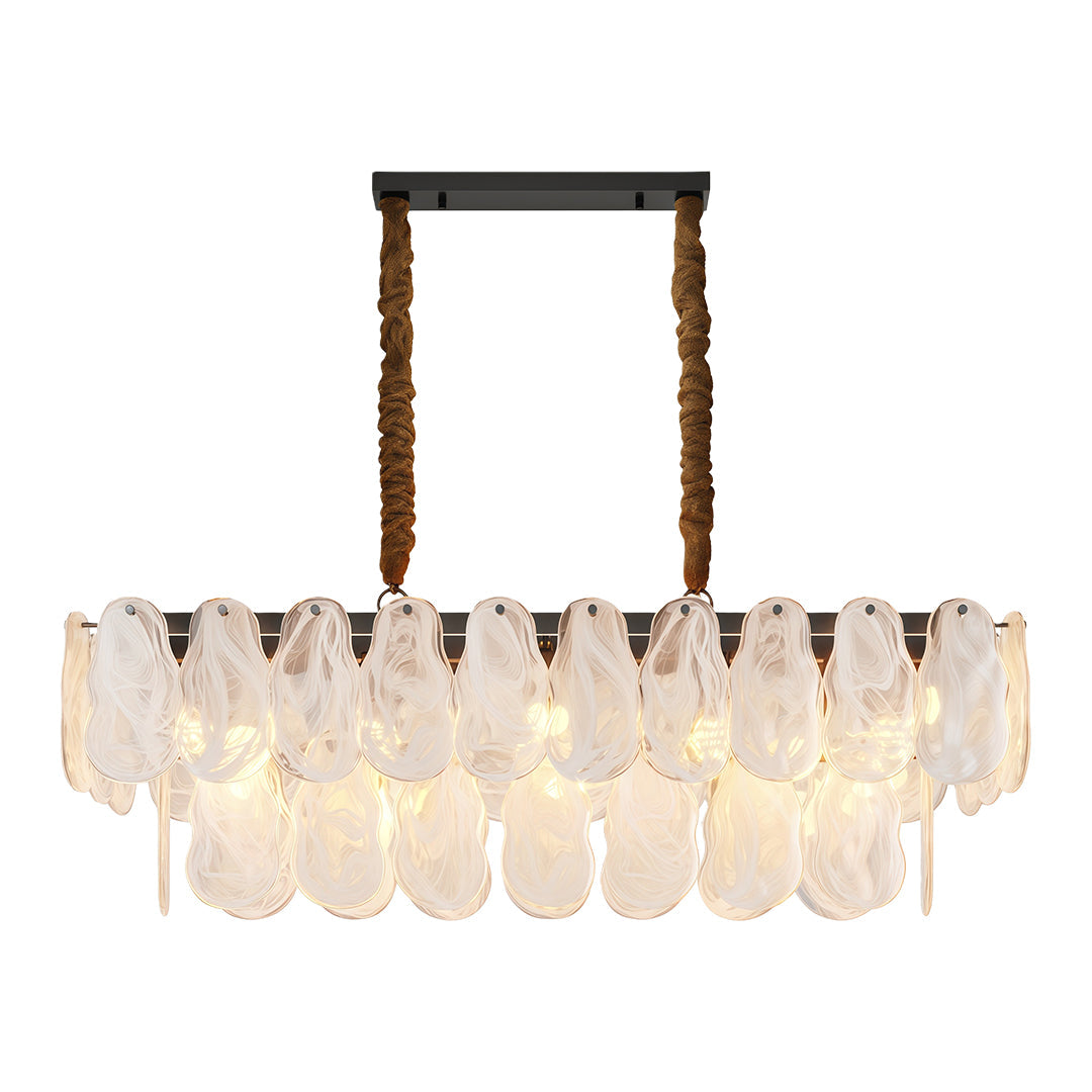 Midcentury Modern Copper Glass Chandelier Ceiling Light