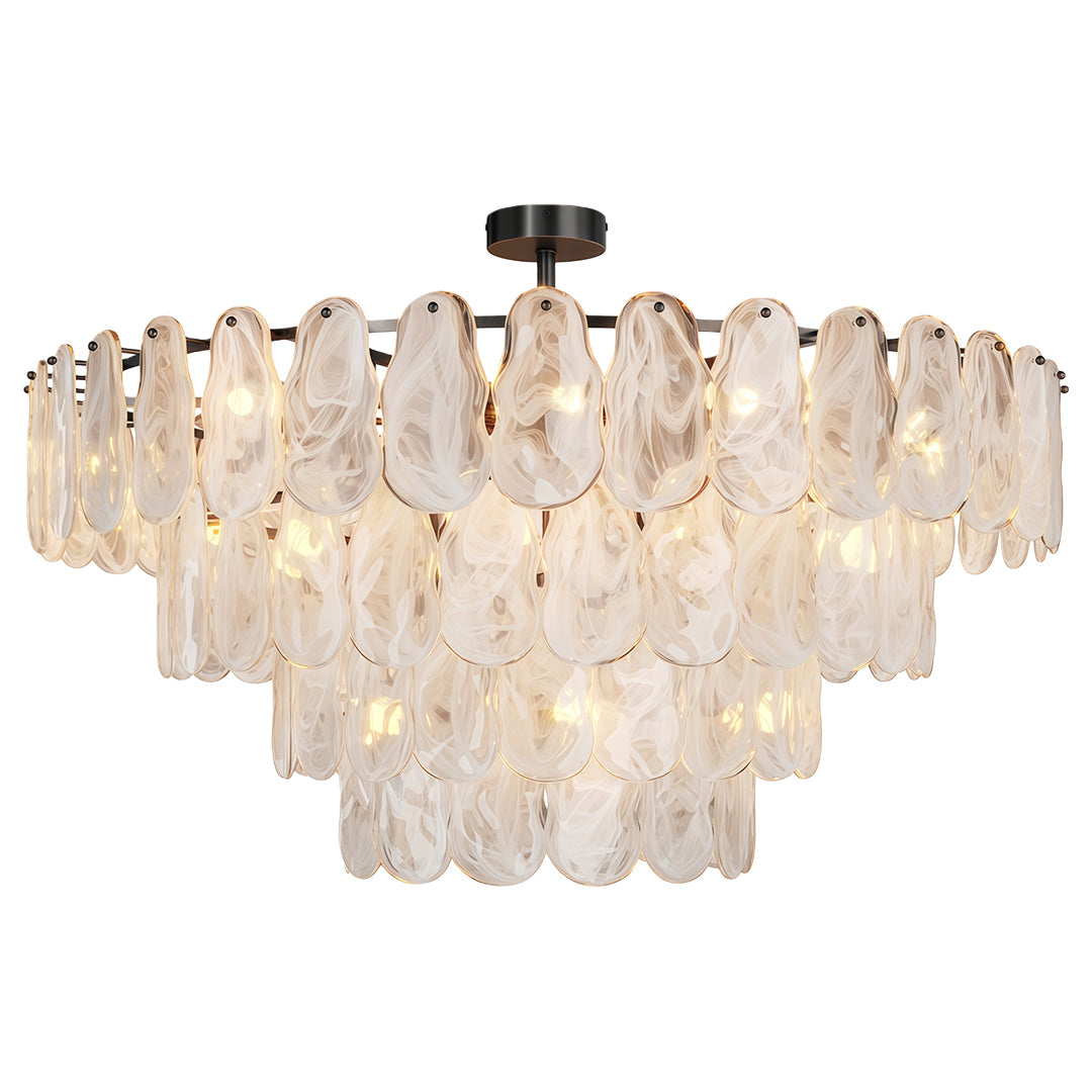 Midcentury Modern Copper Glass Chandelier Ceiling Light