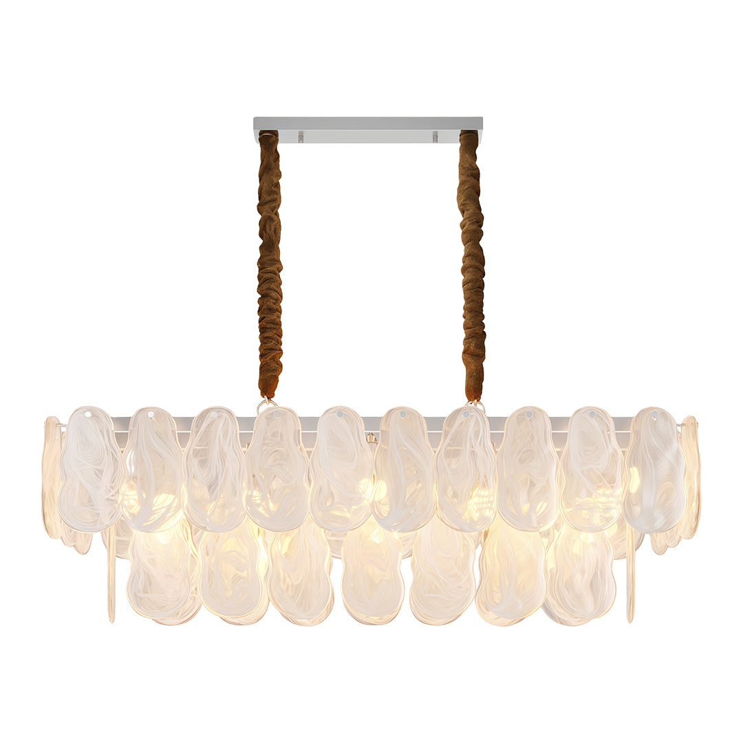 Midcentury Modern Copper Glass Chandelier Ceiling Light
