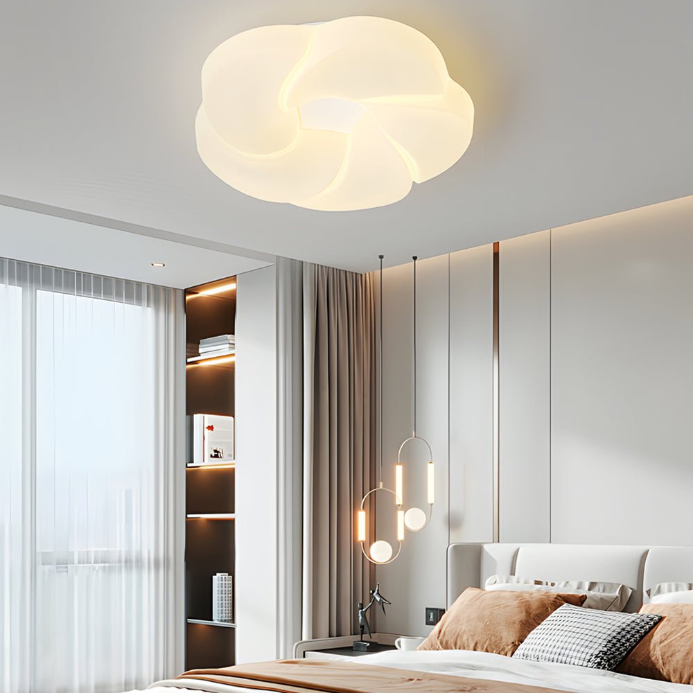 Milky White Cute Flower LED Ceiling Light Fixture - Modern Three Step Dimming Design