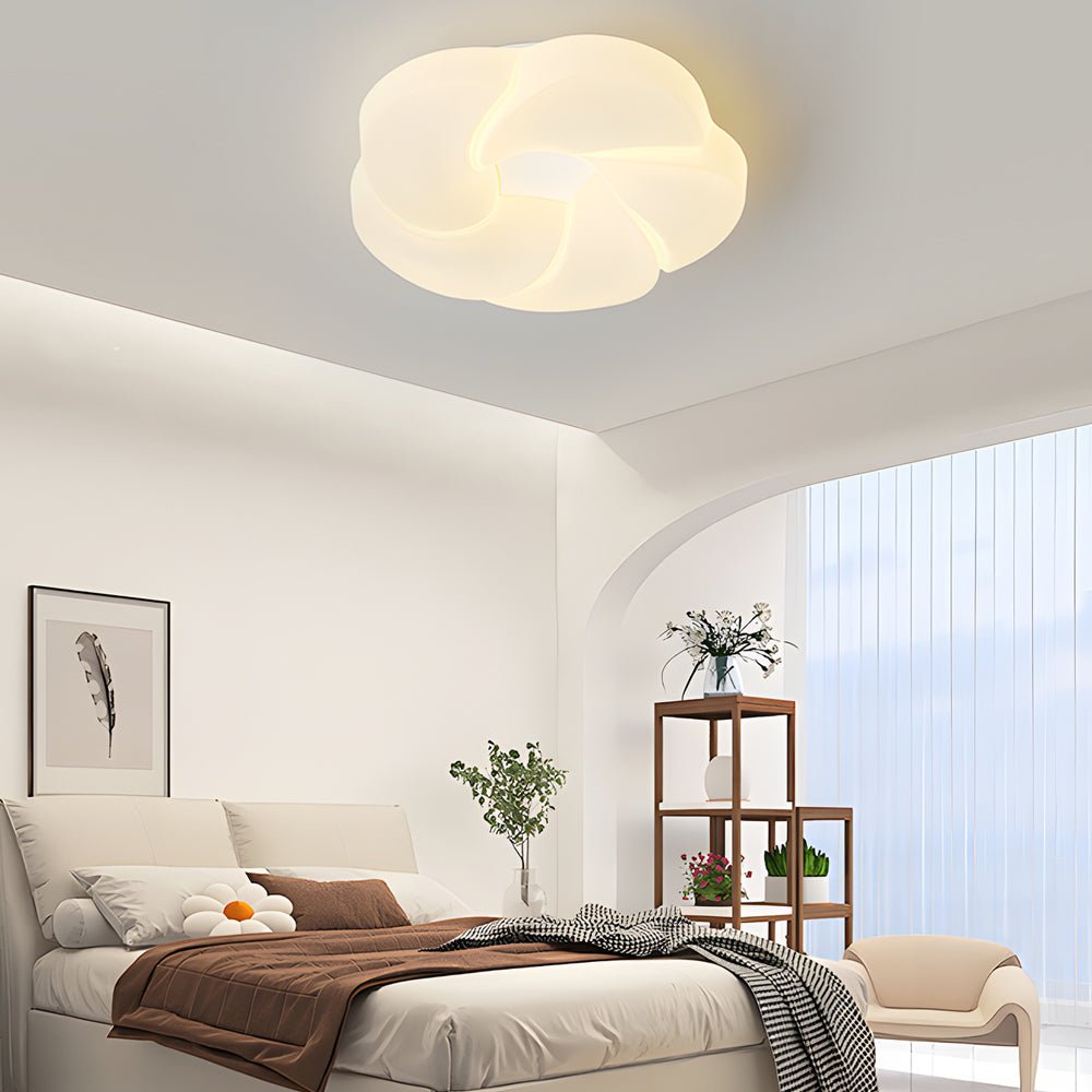 Milky White Cute Flower LED Ceiling Light Fixture - Modern Three Step Dimming Design