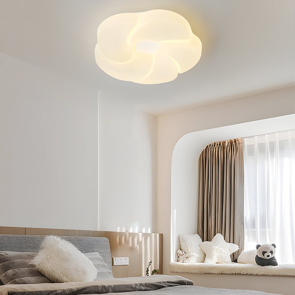 Milky White Cute Flower LED Ceiling Light Fixture - Modern Three Step Dimming Design