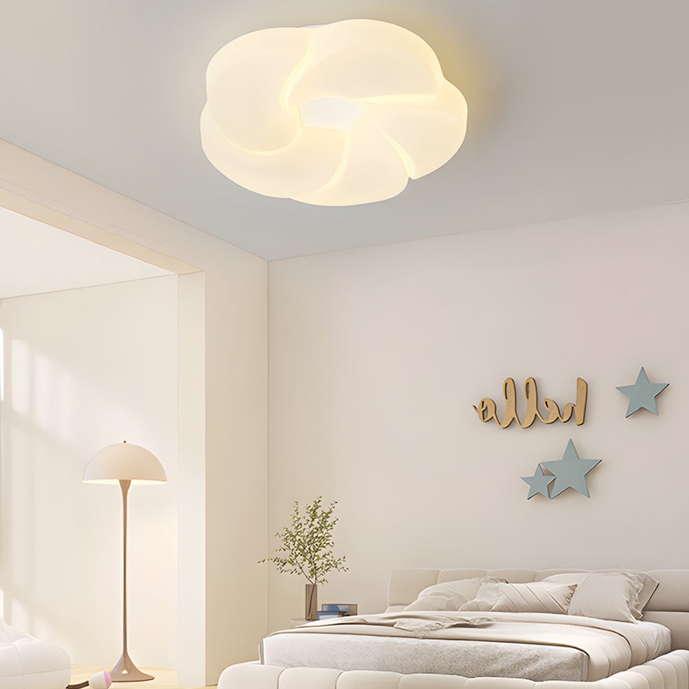 Milky White Cute Flower LED Ceiling Light Fixture - Modern Three Step Dimming Design