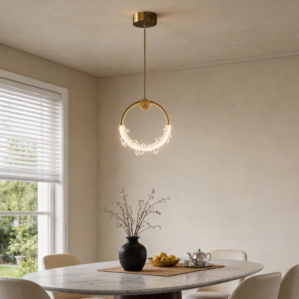 Mini Crystal Ring Pendant Light - Modern LED Ceiling Fixture