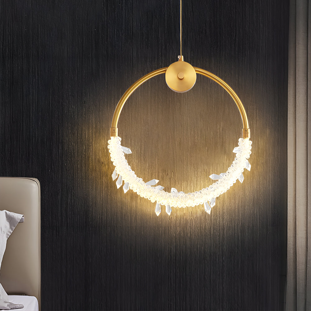 Mini Crystal Ring Pendant Light - Modern LED Ceiling Fixture