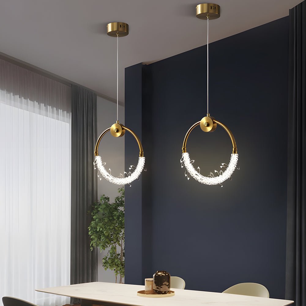 11'' LED Crystal Pendant Light - Small Bedside Fixture for Modern Decor