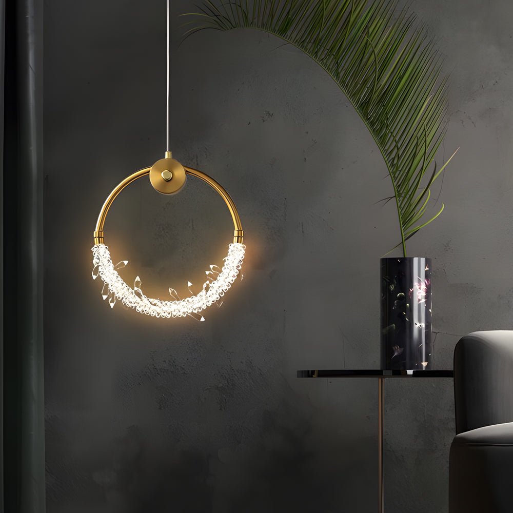 Mini Crystal Ring Pendant Light - Modern LED Ceiling Fixture