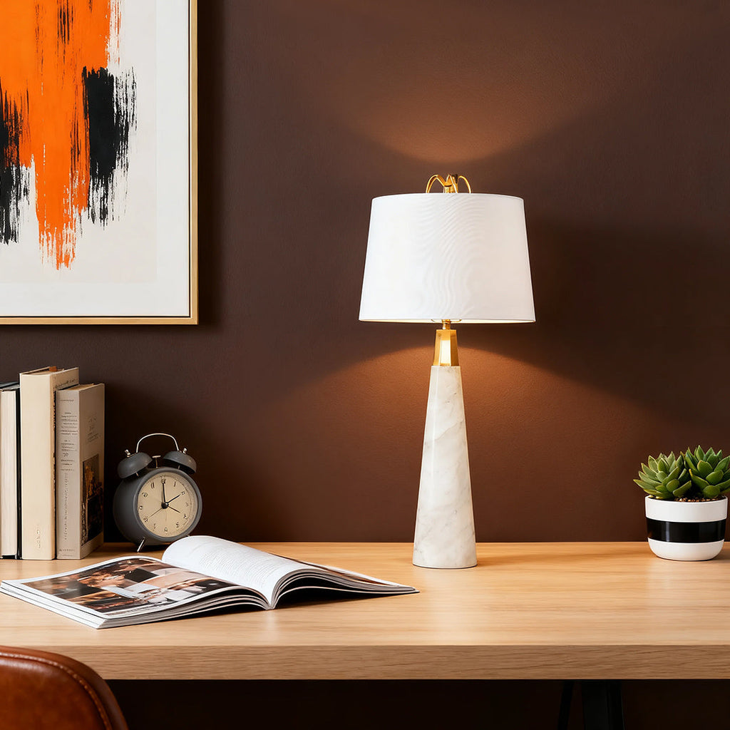 **Nordic White Marble Tapered Table Lamp - Elegant Lighting for Modern Homes**

Enhance your space with our Nordic White Marble Tapered Table Lamp, ideal for modern interiors. This elegant lamp features a stylish tapered design crafted from high-quality w