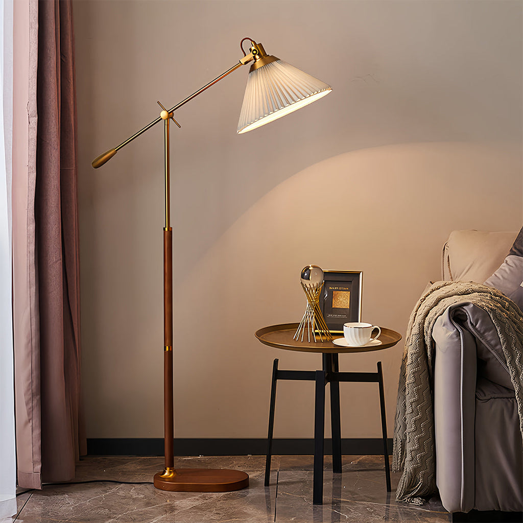 Adjustable Retro Floor Lamp Swing Arm for Bedroom Task Lighting