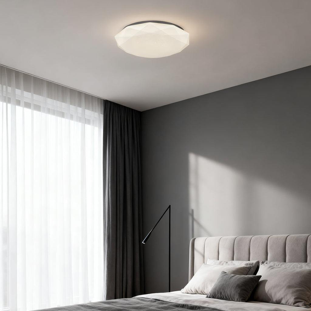 Geometric Flush Mount Ceiling Light - White Star Lamp for Full-Sky Ambiance