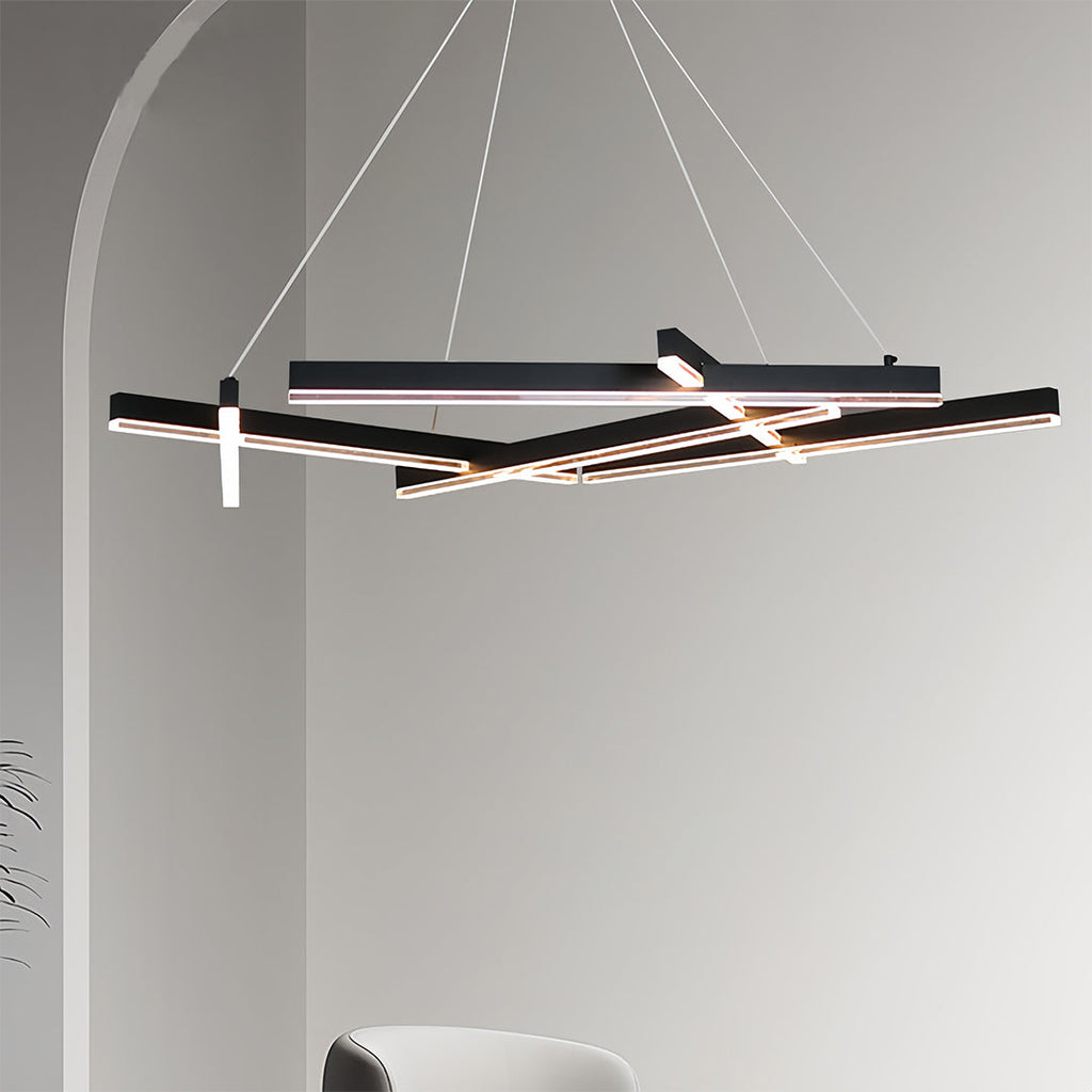 Black Metal Geometric LED Chandelier Ceiling Light