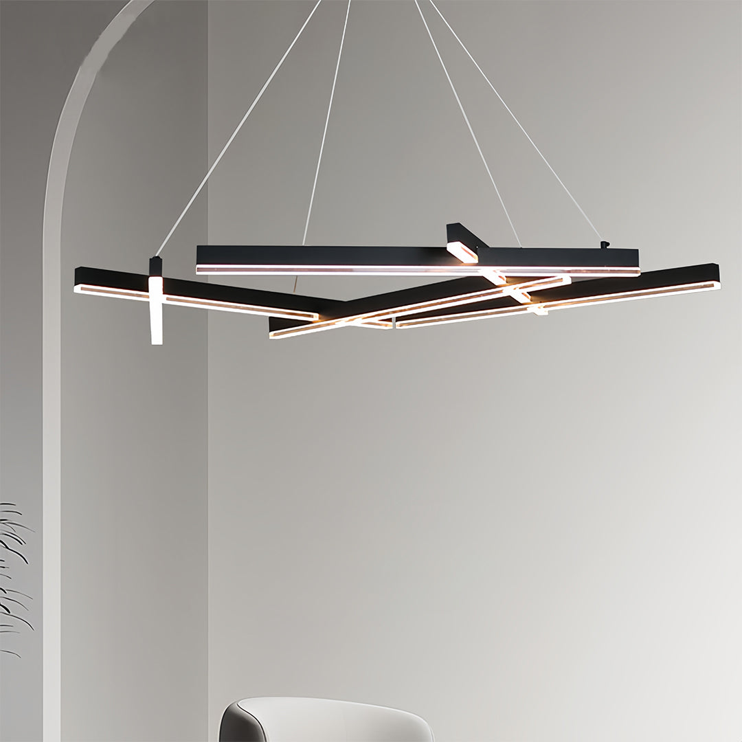 Black Metal Geometric LED Chandelier Ceiling Light