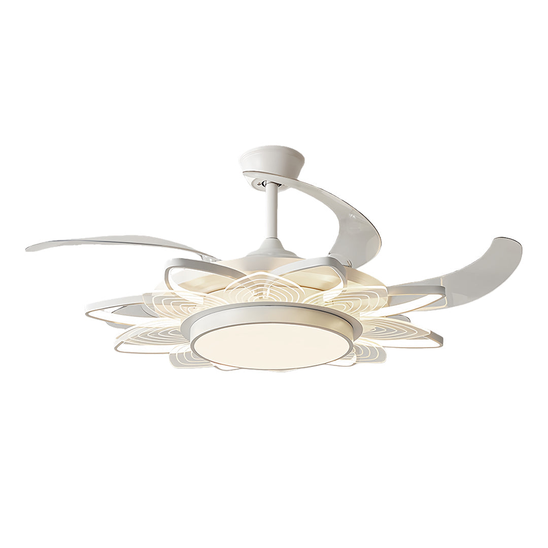 Black Modern Ceiling Fan with Light - Minimalist Iron Design, Stylish Indoor Home Fixture