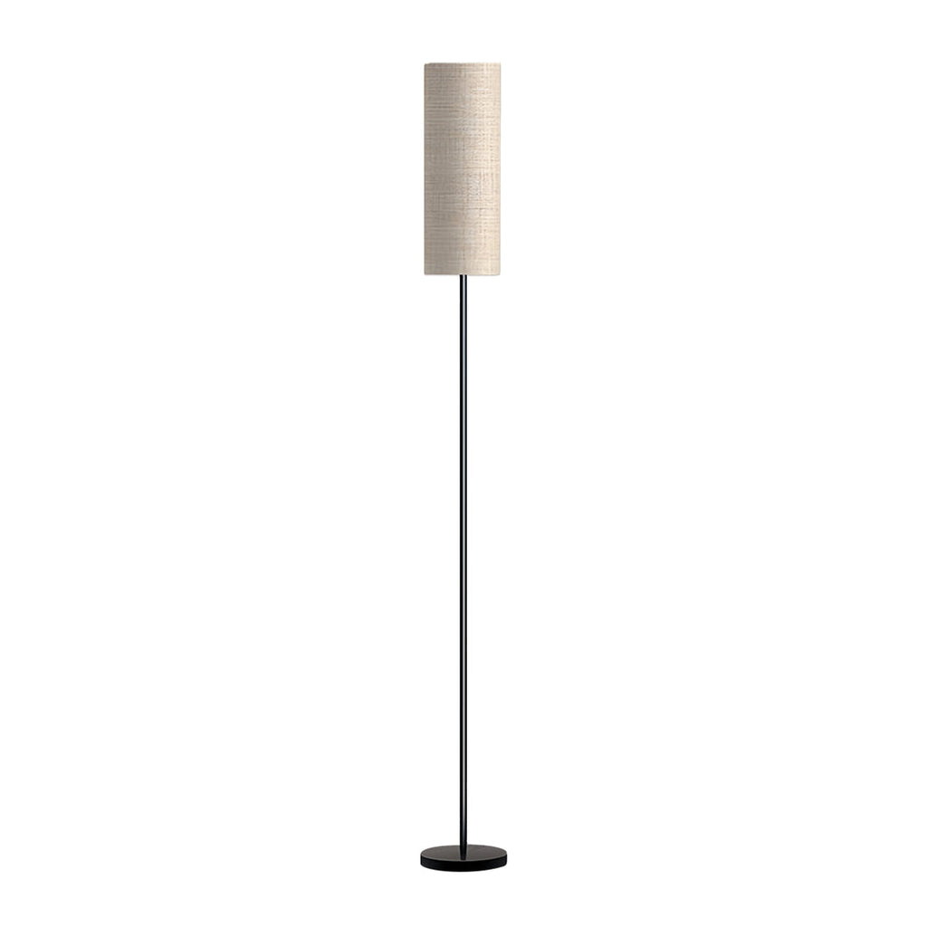 Black Wrought Iron Floor Lamp with Artistic Linen Shade