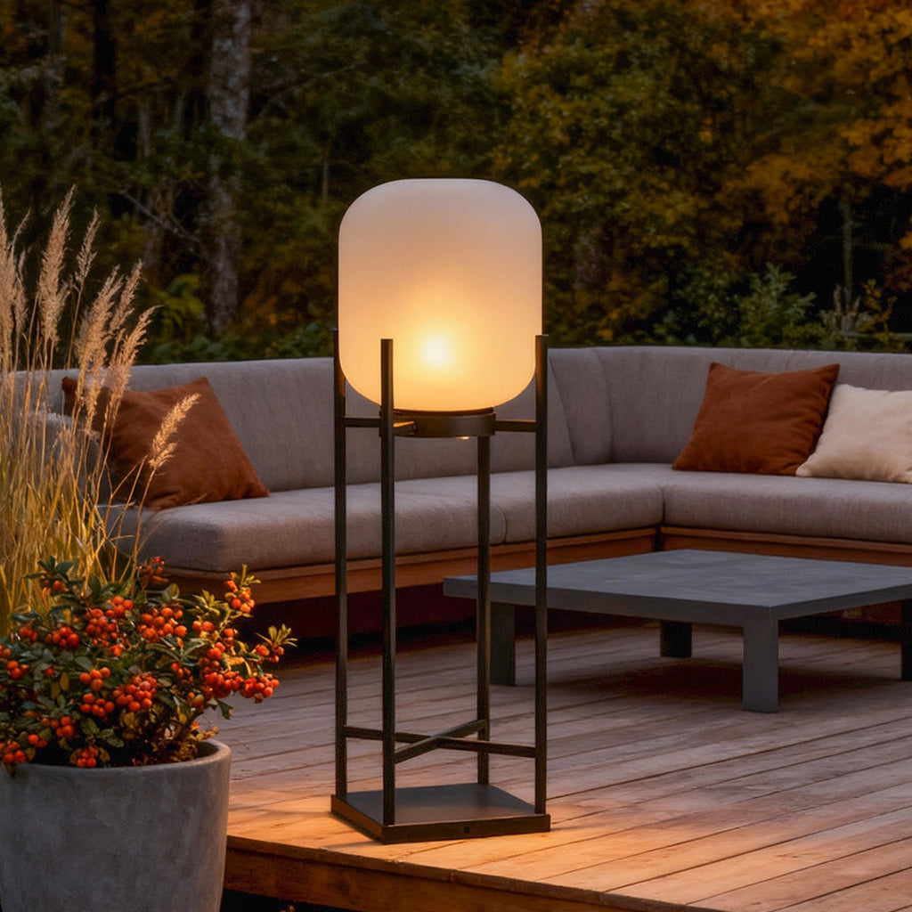 Outdoor LED Metal Floor Lamp - Standing Light Lantern for Patios, Gardens, and Decks