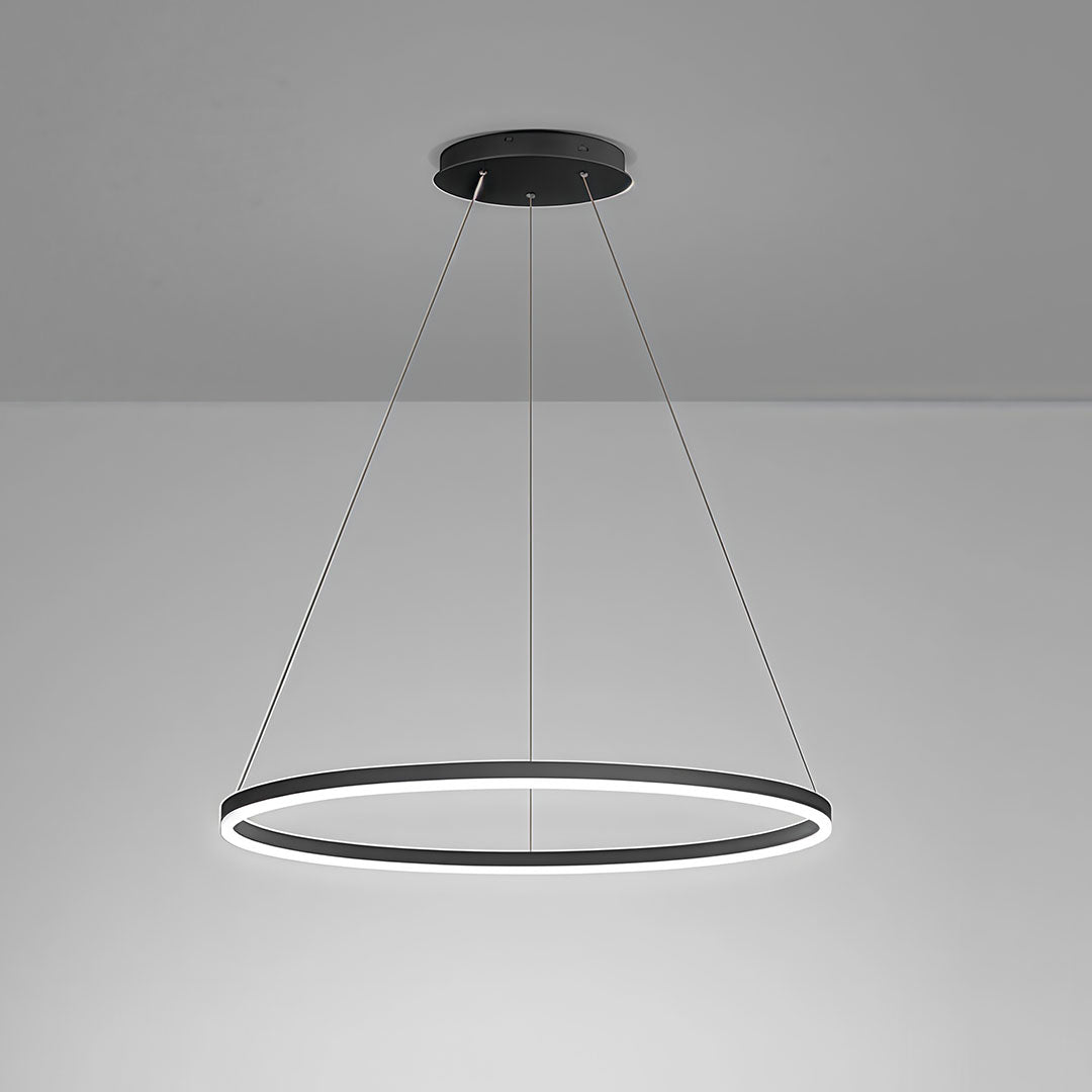 Black LED Ring Chandelier - Modern Aluminum Ceiling Light