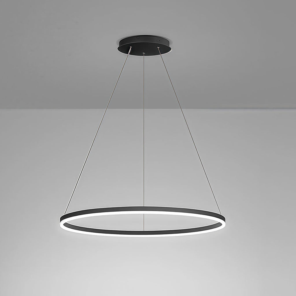Black LED Ring Chandelier Modern Aluminum Ceiling Light