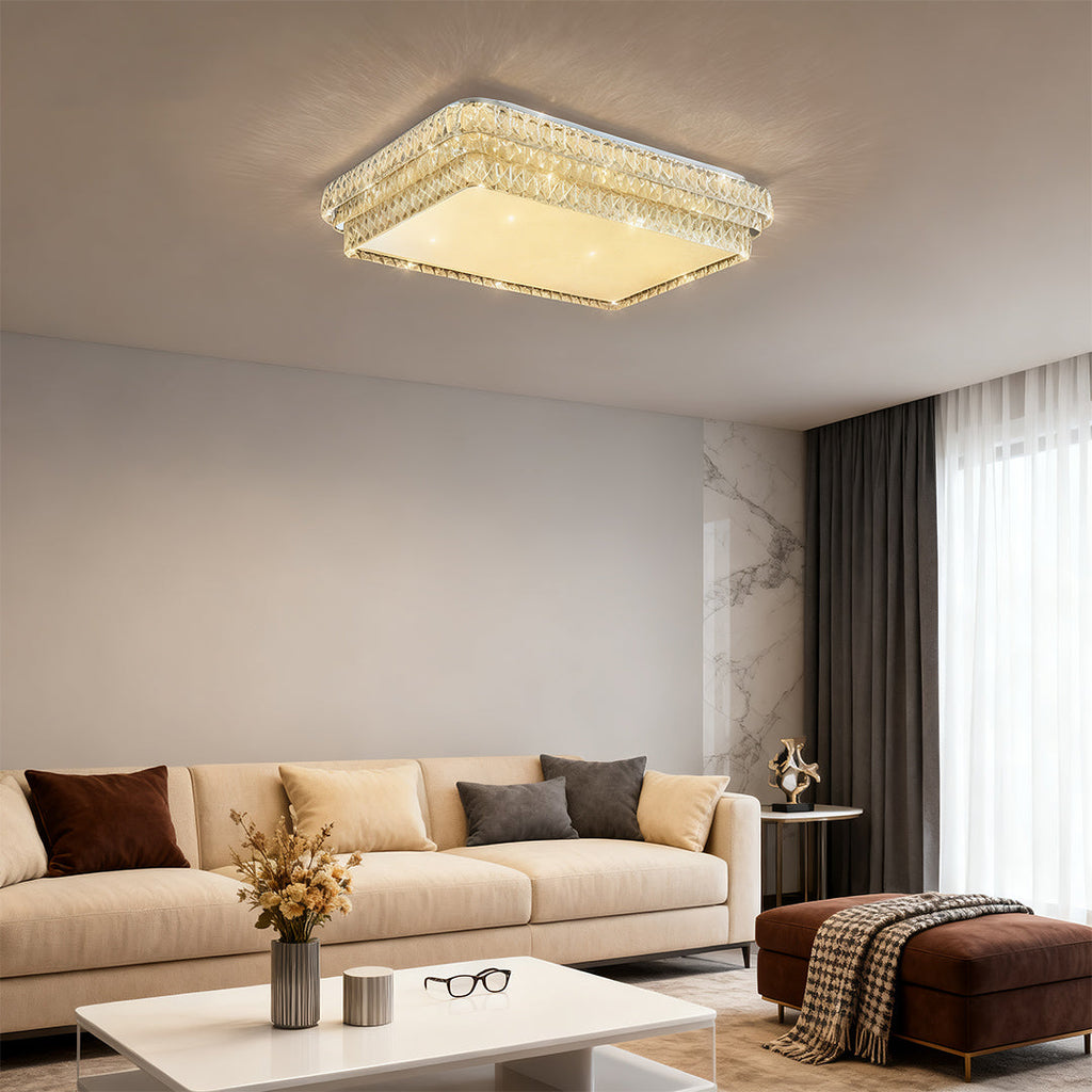 Flush Mounted LED Crystal Lamp - Luxury Eye-Protecting Light Fixture