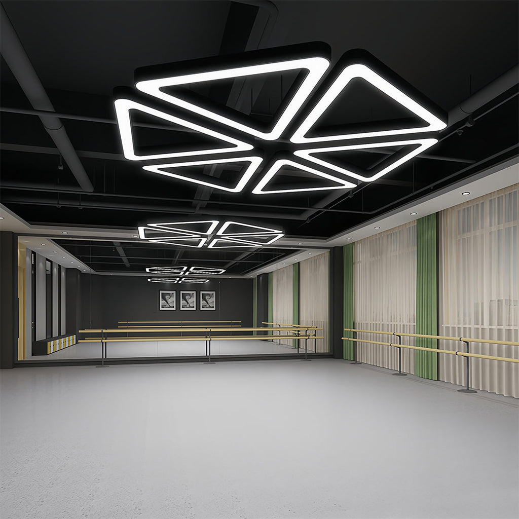 Black Modern Triangular LED Chandelier - Creative Ceiling Light