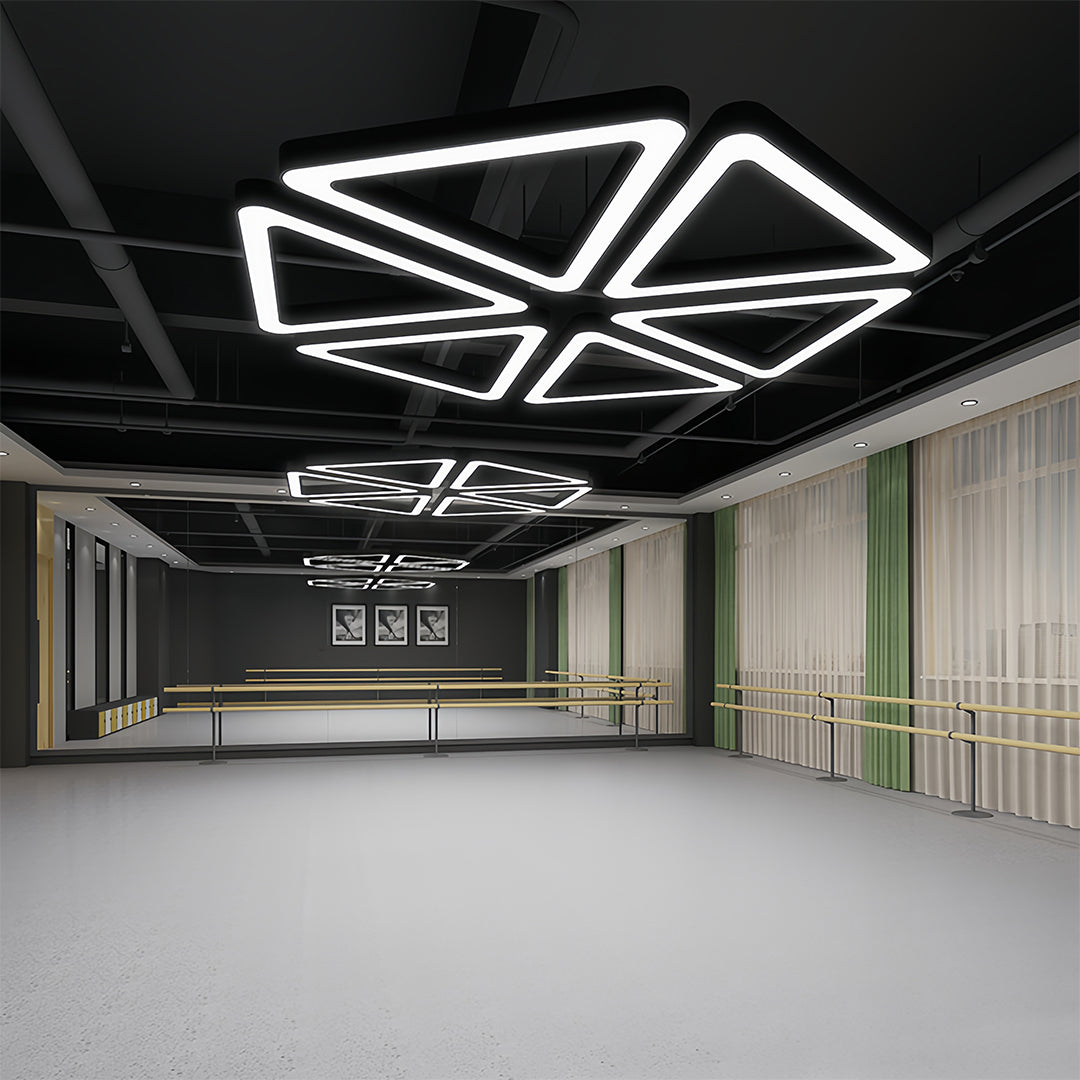 Black Modern Triangular LED Chandelier - Creative Ceiling Light