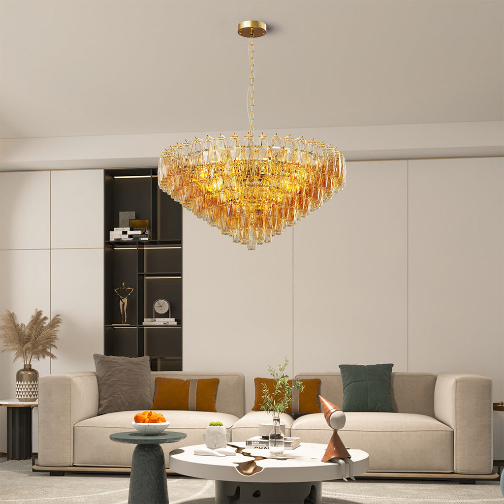 Luxury Glass Pendant Chandelier | Multi-Head Ceiling Lights