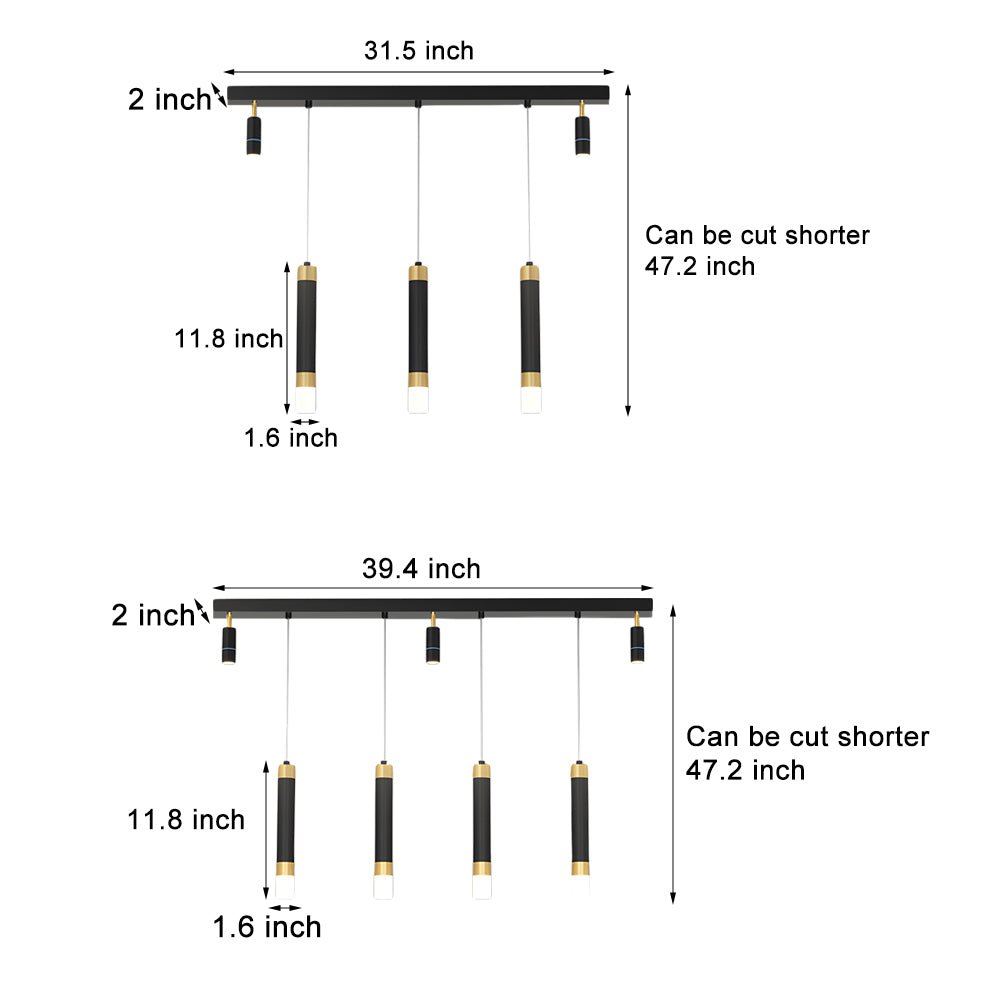Minimalist Linear Chandelier - 3 Step Dimming Modern Dining Spotlight