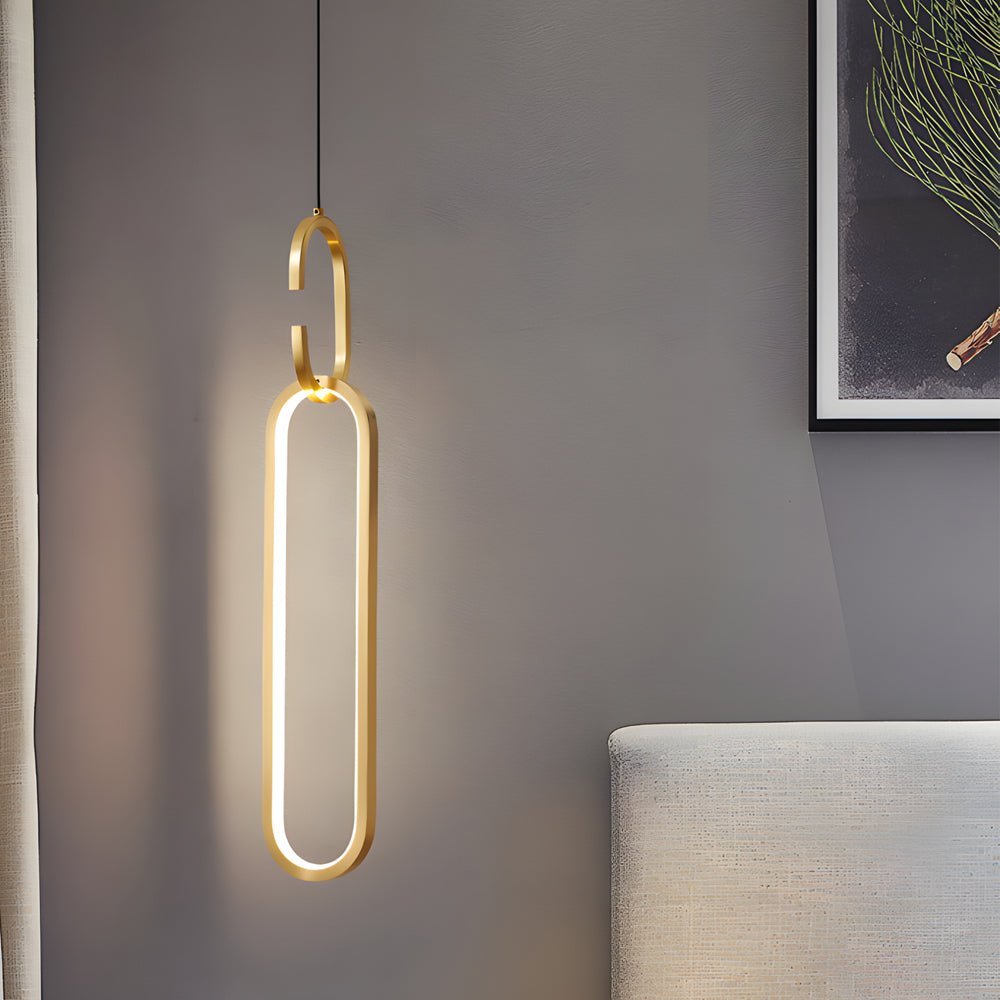 Minimalist Long Oval LED Pendant Light with Dimming - Copper Modern Design